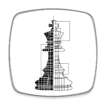 Schachfigur Line Art - Viereckiger Kühlschrankmagnet - Weiß - Vorne