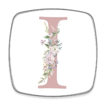 I Monogram, Floral, Personalizable - Square fridge magnet - white - Front