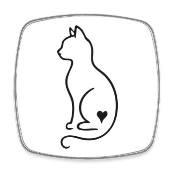 Minimalist Cat Line Art – Black Design - Square fridge magnet - white - Front