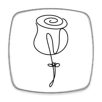 Fleur de rose minimaliste dessinée à la main - Magnet carré - blanc - Devant