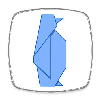 Origami Penguin – Blue Chill - Viereckiger Kühlschrankmagnet - Weiß - Vorne