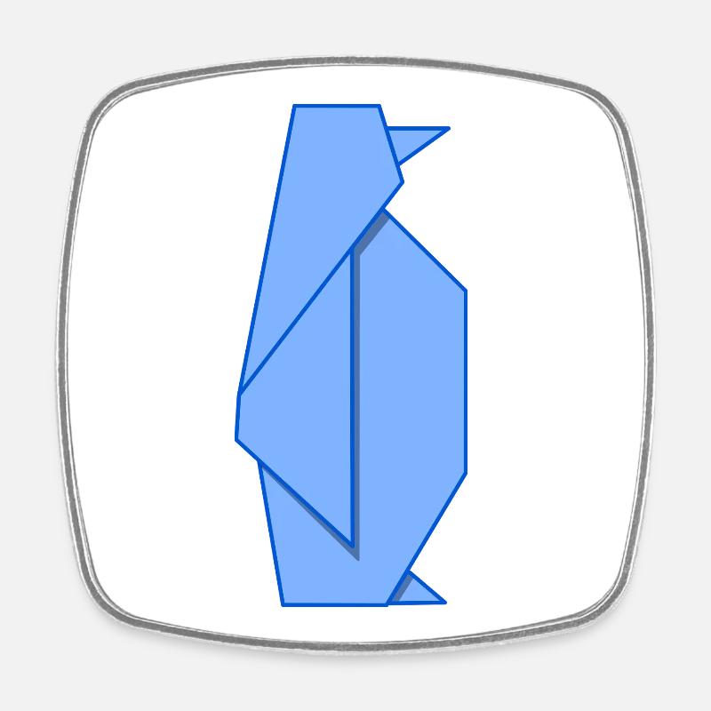 Origami Penguin – Blue Chill - Square fridge magnet - white