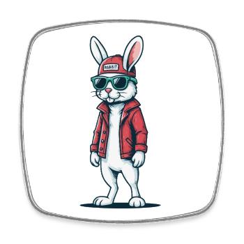 Cool street style rabbit - Square fridge magnet - white - Front
