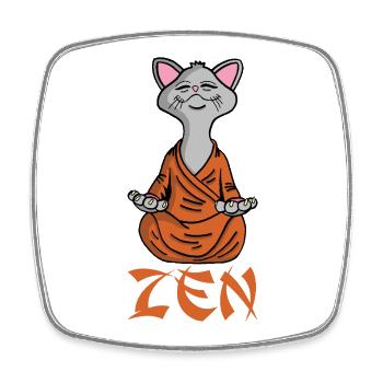 Cat doing yoga - Square fridge magnet - white - Front