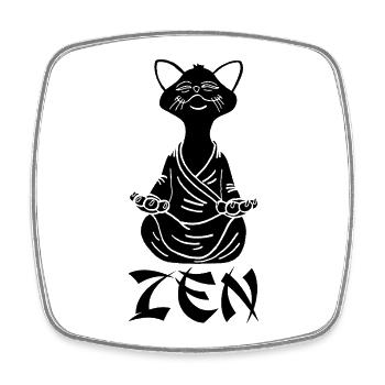 Zen Schwarze Katze - Viereckiger Kühlschrankmagnet - Weiß - Vorne