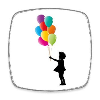 Fille avec des ballons colorés - Magnet carré - blanc - Devant