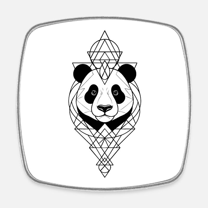 Geometric Panda - Viereckiger Kühlschrankmagnet - Weiß