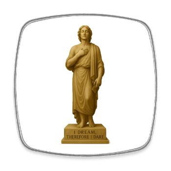 Meditative Statue mit inspirierendem Zitat - Viereckiger Kühlschrankmagnet - Weiß - Vorne