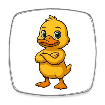 Cool duck gamer confident crossed arms - Square fridge magnet - white - Front