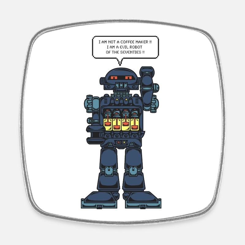 Battery-powered robot - Square fridge magnet - white
