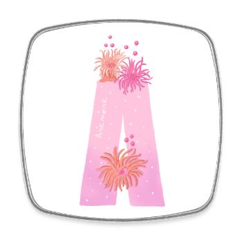 A letter sea anemone - Square fridge magnet - white - Front