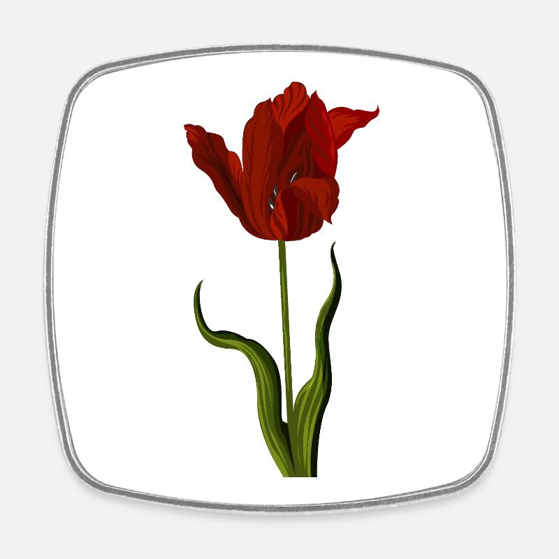 Red Tulip - Square fridge magnet - white