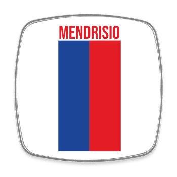 Drapeau tessinois avec inscription Mendrisio - Magnet carré - blanc - Devant