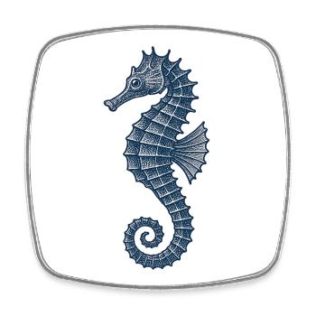 Elegante Marine Seepferdchen Illustration - Viereckiger Kühlschrankmagnet - Weiß - Vorne
