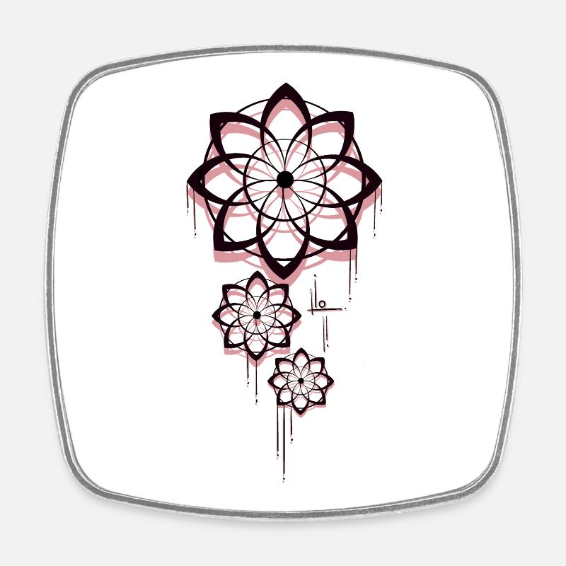 Conception géométrique de l’attrape-rêves Mandala - Magnet carré - blanc
