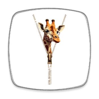 Stylized Giraffe with Zipper - Square fridge magnet - white - Front