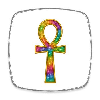 Sparkling Ankh symbol with rainbow colors - Square fridge magnet - white - Front