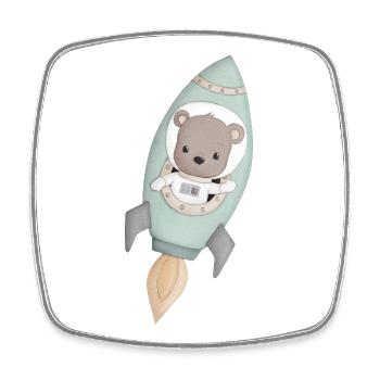 kleiner niedlicher Bär als Astronaut - Viereckiger Kühlschrankmagnet - Weiß - Vorne