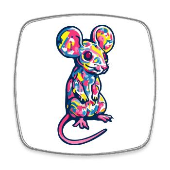 Maus Kunst Bunt Ratte - Viereckiger Kühlschrankmagnet - Weiß - Vorne