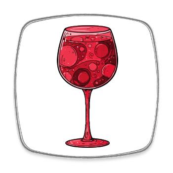 red wine wine glass - Square fridge magnet - white - Front
