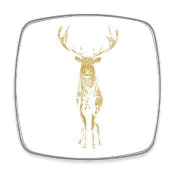 Orange Sparkle Deer Detailed Drawing - Square fridge magnet - white - Front
