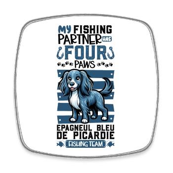 Angeln und Epagneul Bleu de Picardie - Viereckiger Kühlschrankmagnet - Weiß - Vorne