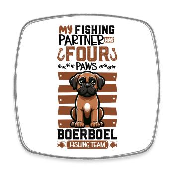 Pêche et Boerboel - Magnet carré - blanc - Devant