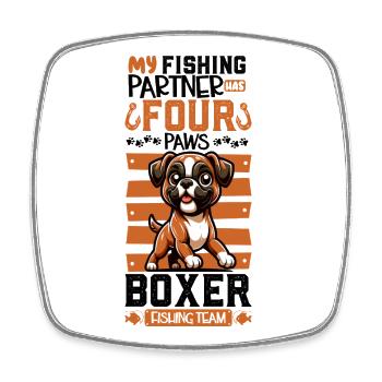 Fishing and Boykin Spaniel - Square fridge magnet - white - Front