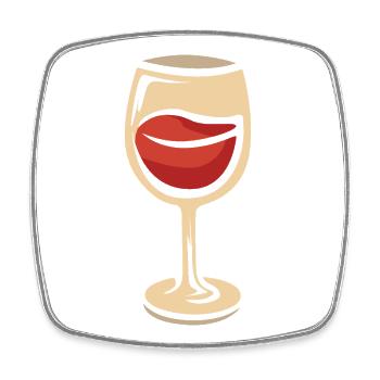 verre à vin aux lèvres rouges - Magnet carré - blanc - Devant