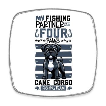 Fishing and Cane Corso - Square fridge magnet - white - Front