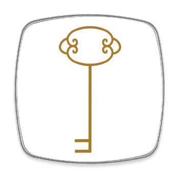 Ornement de clé vintage élégant - Magnet carré - blanc - Devant