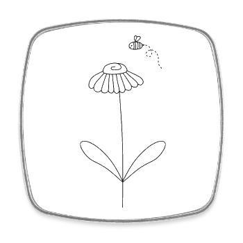 Bee And Flower Art Pattern - Square fridge magnet - white - Front