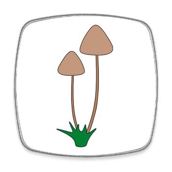 Minimalistische Pilzbotanische Illustration - Viereckiger Kühlschrankmagnet - Weiß - Vorne