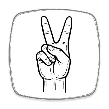 Peace Hand Sign – Victory Symbol - Square fridge magnet - white - Front