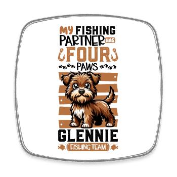 Pêche et Irish Glen d’Imaal Terrier - Magnet carré - blanc - Devant