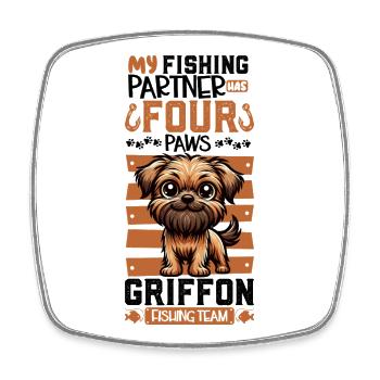 Angeln und Griffon Bruxellois - Viereckiger Kühlschrankmagnet - Weiß - Vorne