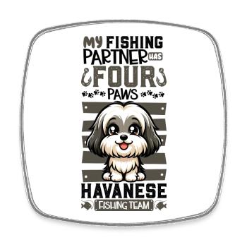 Pêche et chien de berger de l’Himalaya - Magnet carré - blanc - Devant