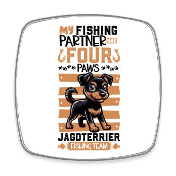 Angeln und Deutscher Jagdterrier - Viereckiger Kühlschrankmagnet - Weiß - Vorne
