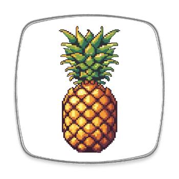 Pixel Ananas Retro Pixelkunst - Viereckiger Kühlschrankmagnet - Weiß - Vorne