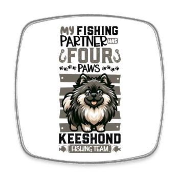 Fishing and Wolfspitz - Square fridge magnet - white - Front