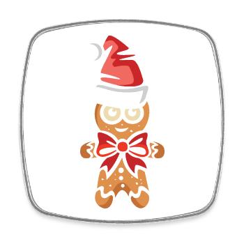 Lebkuchenmann mit Weihnachtsmütze - Viereckiger Kühlschrankmagnet - Weiß - Vorne