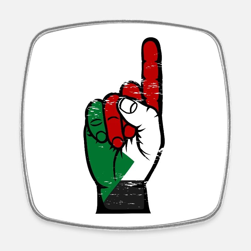 Sudan flag number 1 used - Square fridge magnet - white