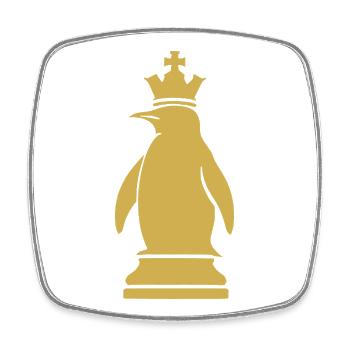 Whimsical Penguin Chess Player Minimalist - Square fridge magnet - white - Front