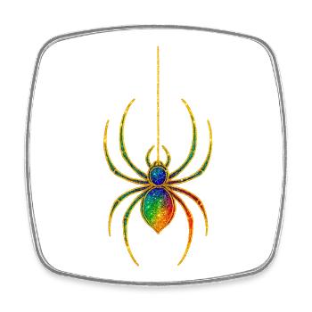 Regenbogen Glitzer-Spinne - Viereckiger Kühlschrankmagnet - Weiß - Vorne
