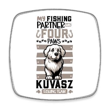 Fishing and Kuvasz - Square fridge magnet - white - Front