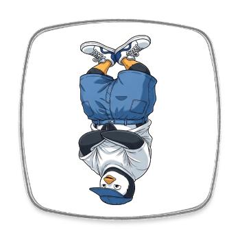 Cool Penguin Dancing Hip Hop Breakdance Headstand - Square fridge magnet - white - Front
