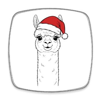 Christmas Alpaca with Hat - Square fridge magnet - white - Front