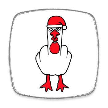 Mouette Doigt d’Honneur Baise Vous Noël En Colère - Magnet carré - blanc - Devant