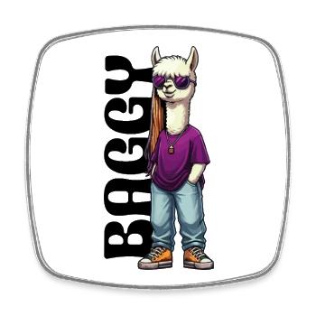 Alpaga baggy - Magnet carré - blanc - Devant