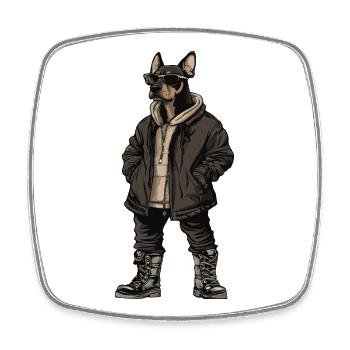 Doberman Dog Cool Winter - Square fridge magnet - white - Front
